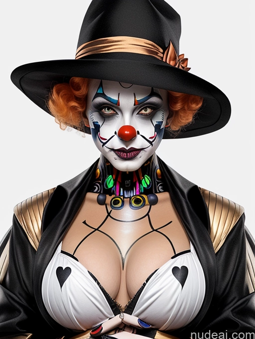 ai nude image of araffe clown with a hat and a top hat on pics of Busty Clown Halloween Futuristicbot V2