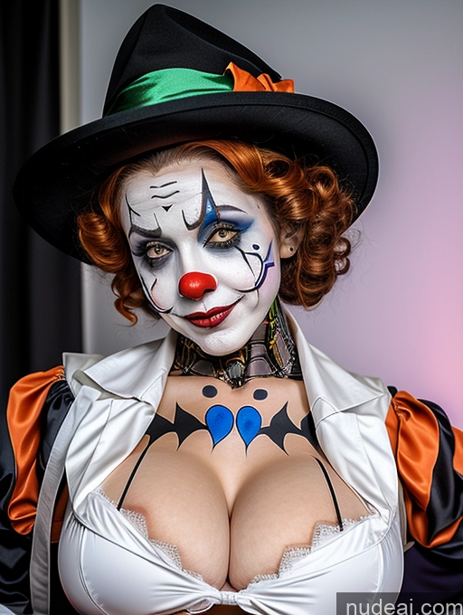 ai nude image of araffe clown makeup and costume with a top hat and a choker pics of Busty Clown Halloween Futuristicbot V2 Huge Tits, Hard Nipples