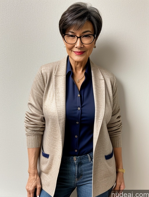 related ai porn images free for Milf Perfect Boobs Perfect Body Beautiful Glasses 70s Seductive Short Hair Chinese Casual Jeans Jacket Shirt Professor Secretary Stylish Cleavage Detailed Sweater