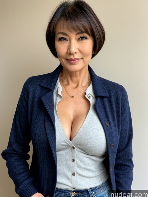 related ai porn images free for Milf Perfect Boobs Perfect Body Beautiful 70s Seductive Short Hair Casual Jeans Jacket Shirt Professor Secretary Stylish Cleavage Detailed Sweater Japanese