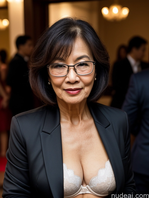 related ai porn images free for Milf Two Perfect Boobs Beautiful Glasses Perfect Body 70s Bobcut Vietnamese Party Bra Jacket Professor Stylish Suit Cleavage Dark Lighting Detailed Sexy Face