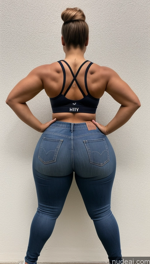 ai nude image of araffe butt lifter in a tight blue jeans with a black bra pics of Big Ass Big Hips Athlete Jeans Ponytail