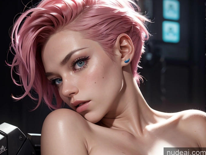 related ai porn images free for Cyborg One 18 Pixie Front View Nude Spreading Legs Cyberpunk Bright Lighting Detailed Small Tits Pink Hair