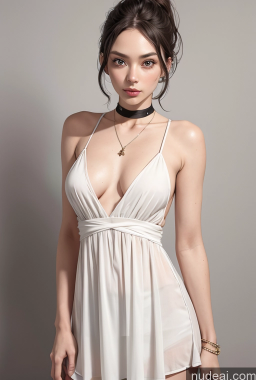 related ai porn images free for Woman One Small Tits Skinny Perfect Body Fairer Skin Short 20s Brunette Ponytail White Choker Sundress Cleavage Jewelry Detailed