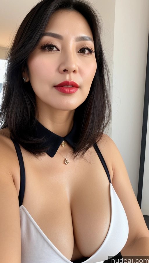 related ai porn images free for Woman One Perfect Boobs Beautiful Lipstick 40s Black Hair Korean Close-up View Slicked Dress Cleavage Polo