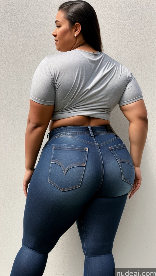 ai nude image of a close up of a woman in jeans and a gray shirt pics of Big Ass Big Hips Athlete Jeans