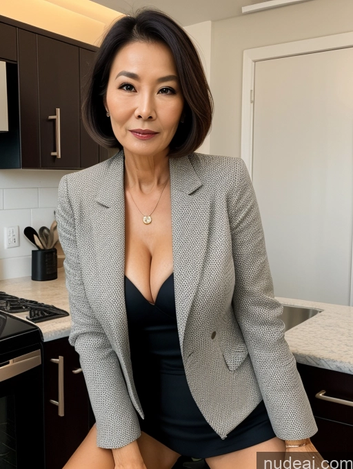 related ai porn images free for Milf Two Perfect Boobs Beautiful Perfect Body 70s Bobcut Chinese Kitchen Bra Jacket Professor Stylish Suit Cleavage Dark Lighting Detailed Sexy Face