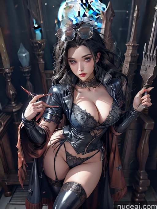 ai nude image of araffed woman in a black outfit sitting on a throne with a sword pics of Detailed Dark Lighting Sexy Cosplay Costume (realistic) V5 Death Knight Khorne Witch Victorian Stylish Latex Dynamic View Moon