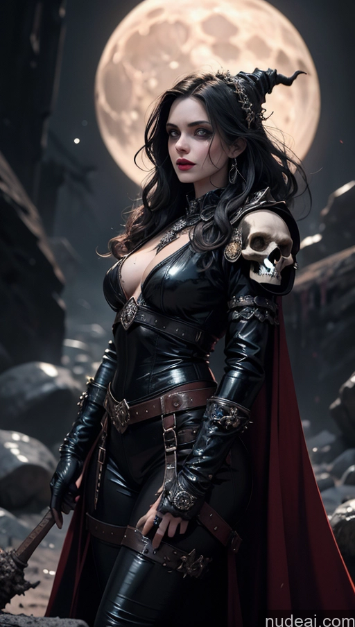 ai nude image of arafed woman in a black leather outfit with a red cape and a sword pics of Detailed Dark Lighting Khorne Witch Victorian Stylish Latex Moon Fairer Skin Surrealist Vampire Tunic Close-up View