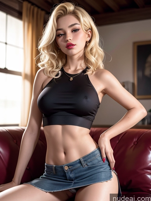 related ai porn images free for Woman One Perfect Boobs Small Ass Lipstick 18 Seductive Blonde Curly Hair Brazilian Couch Mini Skirt Spreading Legs Crop Top Micro Skirt Front View