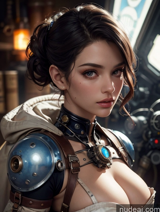 ai nude image of a close up of a woman in a steampunk outfit pics of Steampunk Space Suit Close-up View Pixie Busty