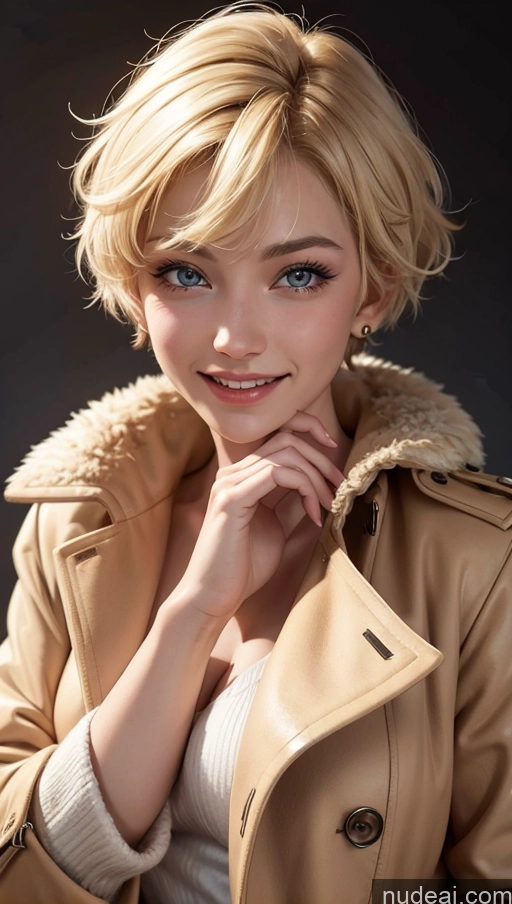 related ai porn images free for 18 Happy Blonde Short Hair Egyptian Fur Trench Coat