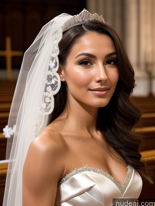 ai nude image of arafed woman in a wedding dress and tiara in a church pics of Miss Universe Model Sexy Face Brunette Straight Italian Close-up View Small Tits Small Ass Skinny Muscular Pubic Hair 20s Skin Detail (beta) Wedding Traditional Dress Church One Gaming