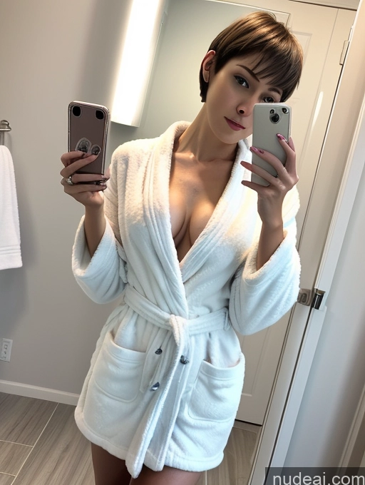 related ai porn images free for Woman Small Tits Skinny Pubic Hair Short Hair 20s Mirror Selfie Front View Spreading Legs Bright Lighting Alternative Bathrobe Cleavage