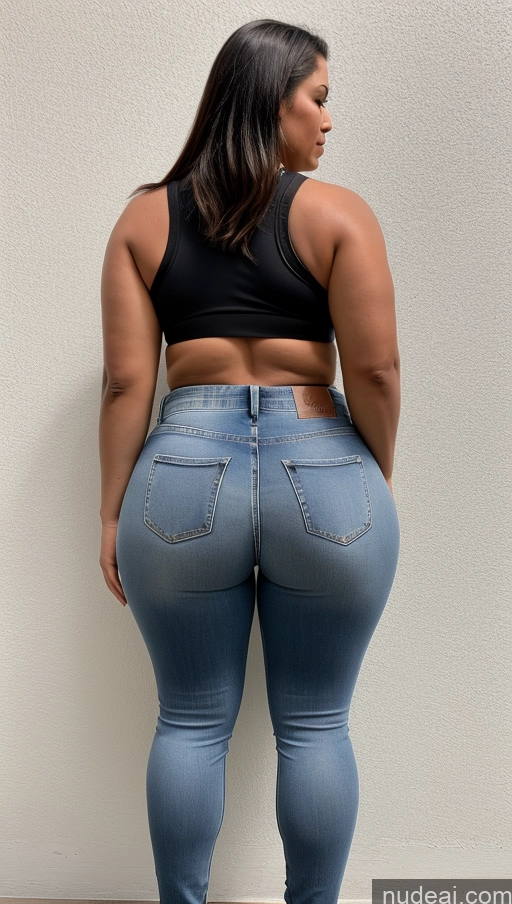 ai nude image of araffe woman in a black top and jeans standing against a wall pics of Big Ass Big Hips Athlete Jeans