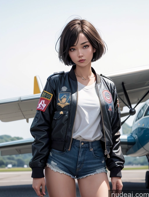 related ai porn images free for Short Shorts Pilot Jacket Short Hair Japanese