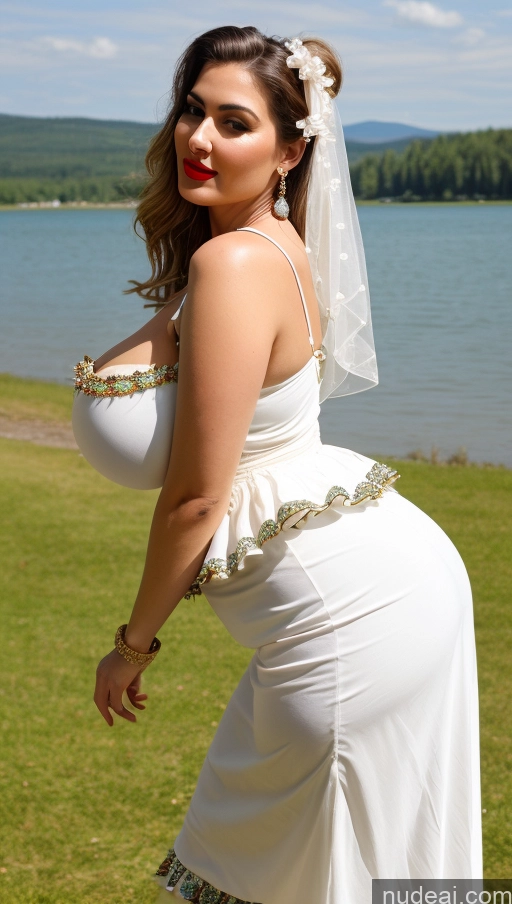 ai nude image of pregnant woman in white dress posing in front of a lake pics of Huge Boobs Perfect Boobs Big Ass Lipstick Thick Beautiful Perfect Body Fairer Skin Big Hips Cleavage Pearl Jewelry Dirndl White Hair Busty Chubby Sundress Lake Tall Traditional Bows Side View