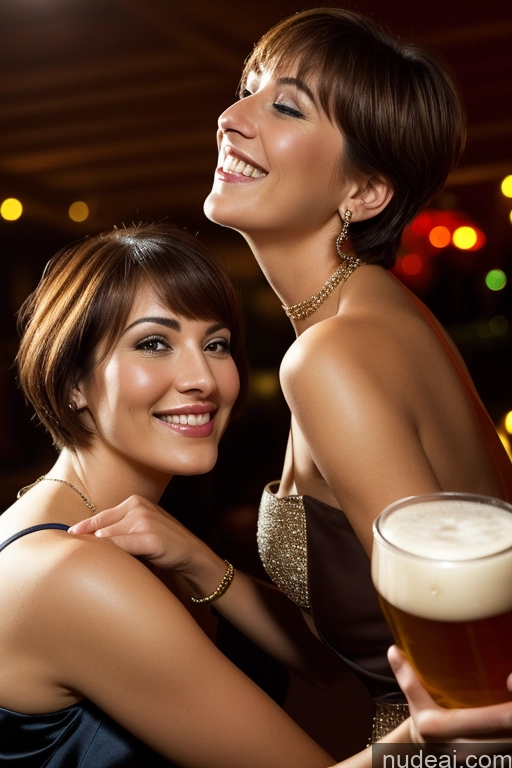 related ai porn images free for Woman 20s Dress Beer Jewelry Dark Lighting Front View Party Soft + Warm Bright Lighting Simple Bending Over Happy Short Hair Two