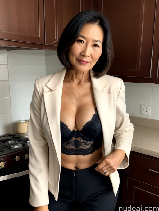 related ai porn images free for Milf Two Perfect Boobs Beautiful Perfect Body 70s Bobcut Chinese Kitchen Bra Jacket Professor Stylish Suit Cleavage Dark Lighting Detailed Sexy Face