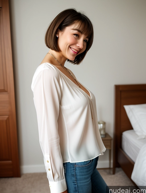 related ai porn images free for One Small Tits Small Ass Perfect Body Fairer Skin 20s Happy Woman Brunette Short Hair Asian Blouse Boots Casual Jewelry Bedroom Side View