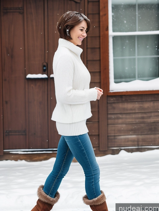 related ai porn images free for One Small Tits Small Ass Perfect Body Fairer Skin 20s Happy Woman Brunette Short Hair Asian Blouse Boots Casual Jewelry Side View Snow