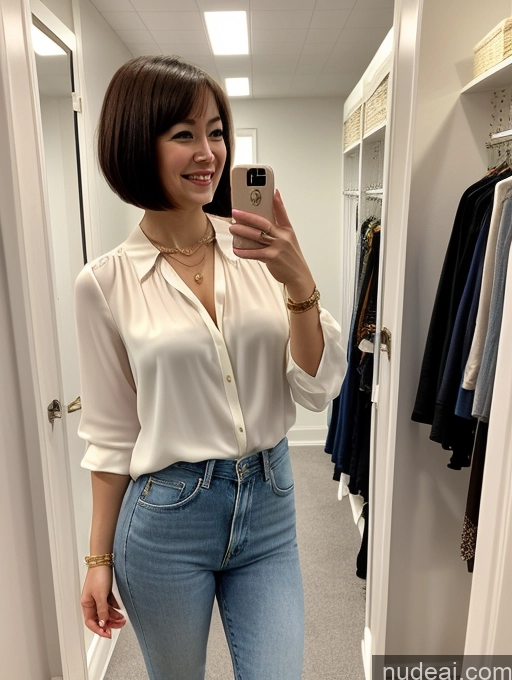 related ai porn images free for One Small Tits Small Ass Perfect Body Fairer Skin 20s Happy Woman Brunette Short Hair Asian Blouse Boots Casual Jewelry Front View Mirror Selfie Changing Room