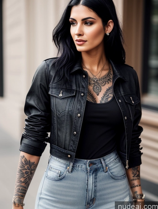 related ai porn images free for Tattoos Black Hair Straight Jeans Blouse Jacket