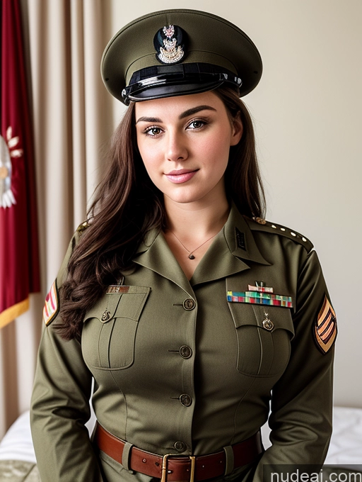 ai nude image of arafed woman in uniform posing for a picture in front of a flag pics of Woman Busty Small Tits Pubic Hair 18 Military