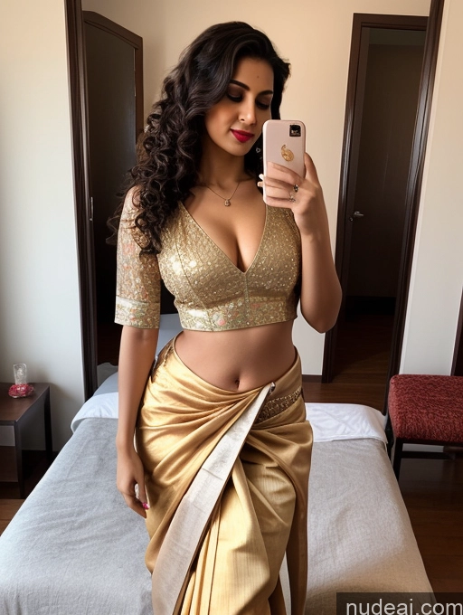 related ai porn images free for Woman One Small Tits Lipstick Big Hips 20s Seductive Brunette Curly Hair Indian Mirror Selfie Bedroom Blouse Crop Top Sari