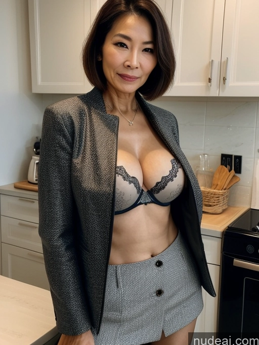 related ai porn images free for Milf Two Perfect Boobs Beautiful Perfect Body 70s Bobcut Chinese Kitchen Bra Jacket Professor Stylish Suit Cleavage Dark Lighting Detailed Sexy Face