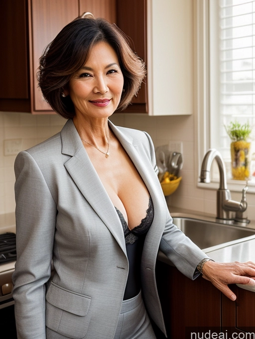 related ai porn images free for Milf Two Perfect Boobs Beautiful Perfect Body 70s Bobcut Chinese Kitchen Bra Jacket Professor Stylish Suit Cleavage Detailed Sexy Face