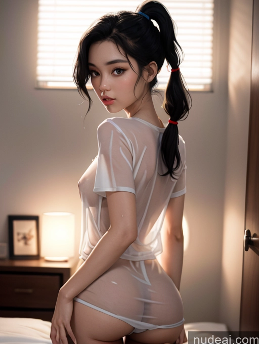 related ai porn images free for Asian Pigtails Black Hair 20s Skinny Small Ass Small Tits Beautiful Bedroom Wet T-Shirt