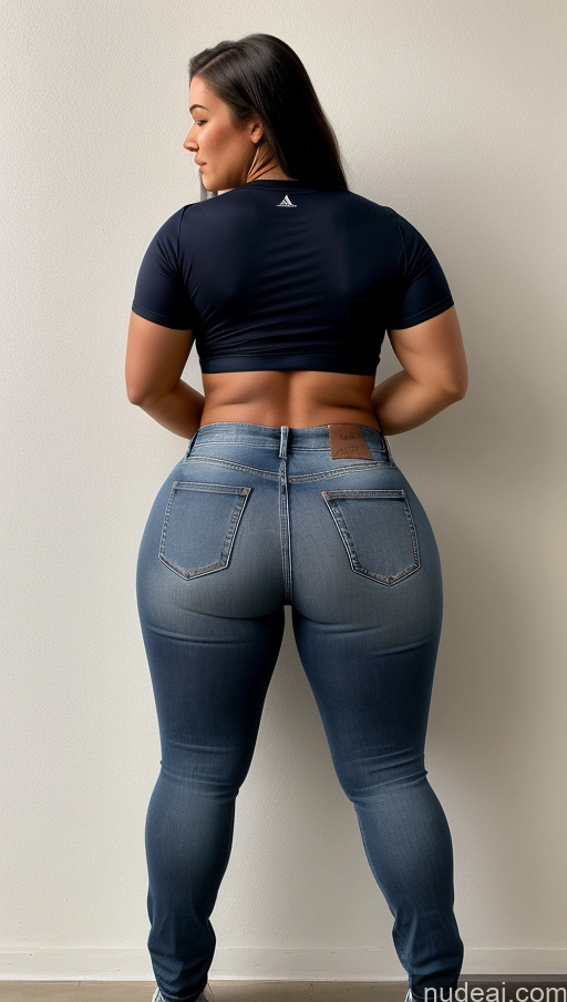 ai nude image of araffe woman in a black top and jeans standing against a wall pics of Big Ass Big Hips Athlete Jeans