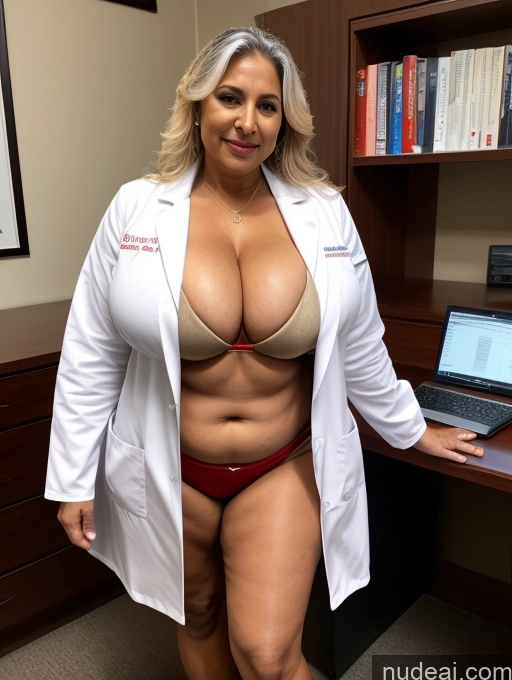 related ai porn images free for Milf One Busty Huge Boobs Thick Tanned Skin Front View Microkini Thong 70s Indian Vampire Doctor Lab Coat