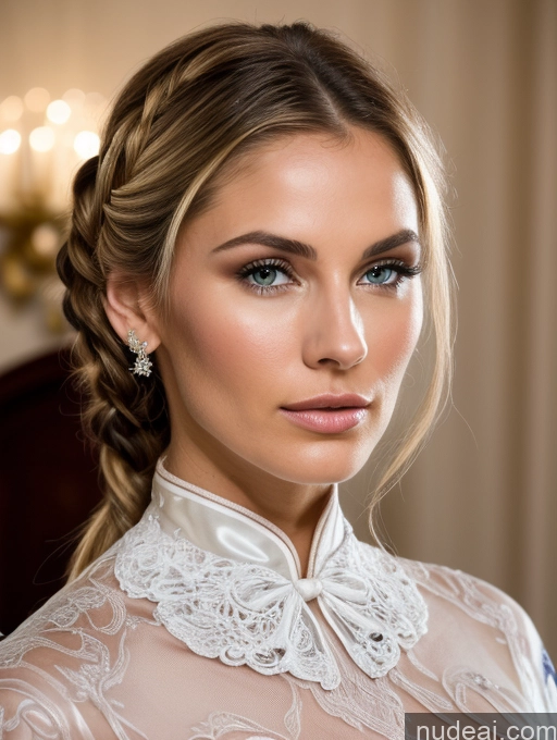 Miss Universe Model Perfect Body Violet Evergarden, Blonde Hair, Blue Eyes, Hair Ribbon, Ribbon, Short Hair, Braids, Hair Braids, Red Ribbon, Mature Female, 20s Sexy Face Brunette Long Hair Italian Surrealist Bedroom Close-up View Spreading Legs Wedding Traditional Bright Lighting