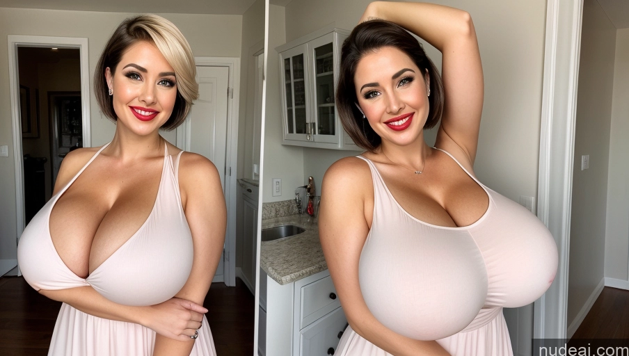 ai nude image of arafed woman in a pink dress posing for a picture pics of Woman Busty Huge Boobs Beautiful Lipstick Big Ass Big Hips Perfect Body Fairer Skin Huge Tits, Hard Nipples 20s Happy Black Hair Pixie Dress