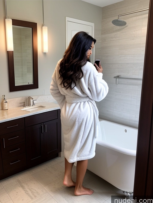 related ai porn images free for Woman One Perfect Boobs Dark Skin Big Ass 30s Serious Brunette Long Hair Brazilian Mirror Selfie Bathroom Bathrobe Bright Lighting Detailed Side View T-pose