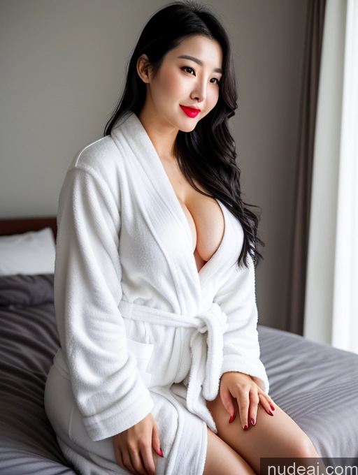 related ai porn images free for Woman One Perfect Boobs Beautiful Lipstick Black Hair Korean 20s Bedroom Front View Bathrobe