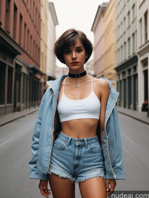 related ai porn images free for Sorority Beautiful Short Hair Street Parka Short Shorts Tanned Skin Short Topless Woman Breasts 90s Choker 3d