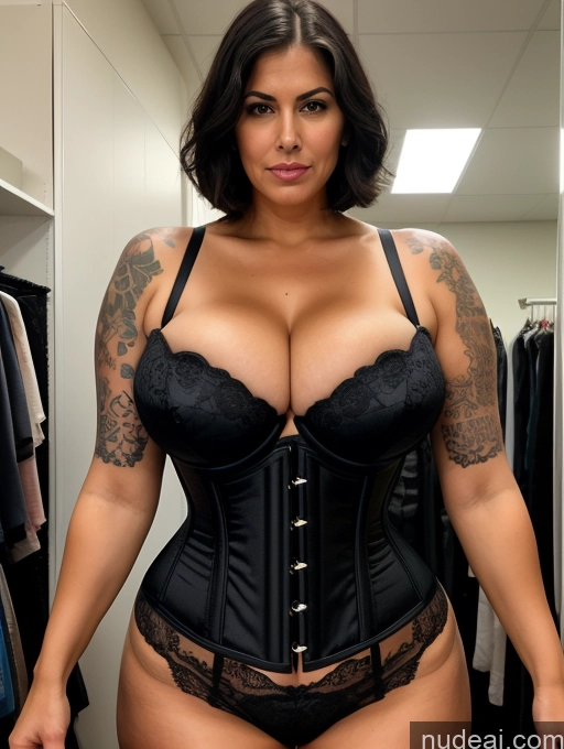 related ai porn images free for Sad Tall Tanned Skin Huge Boobs Tattoos Perfect Body Changing Room Corset Push-up Bra Cleavage Black Hair Bobcut 30s Milf Eating Serious Seductive Sexy Face Happy Angry Front View White