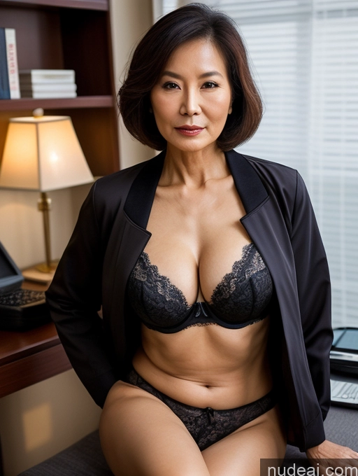 related ai porn images free for Milf Two Perfect Boobs Beautiful Perfect Body Bobcut Chinese Bra Jacket Professor Stylish Suit Cleavage Dark Lighting Detailed Sexy Face 80s Office