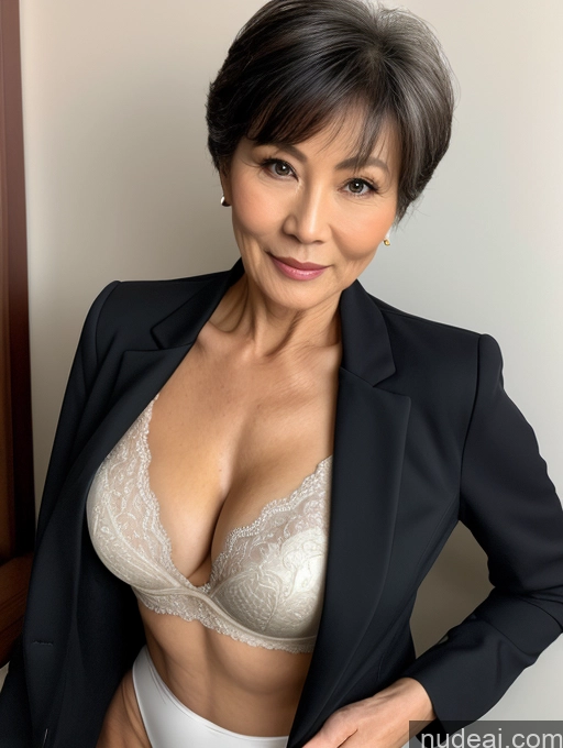 related ai porn images free for Milf Perfect Boobs Beautiful Perfect Body 70s Chinese Blouse Bra Jacket Professor Stylish Suit Cleavage Partially Nude Detailed Pixie Dark Lighting