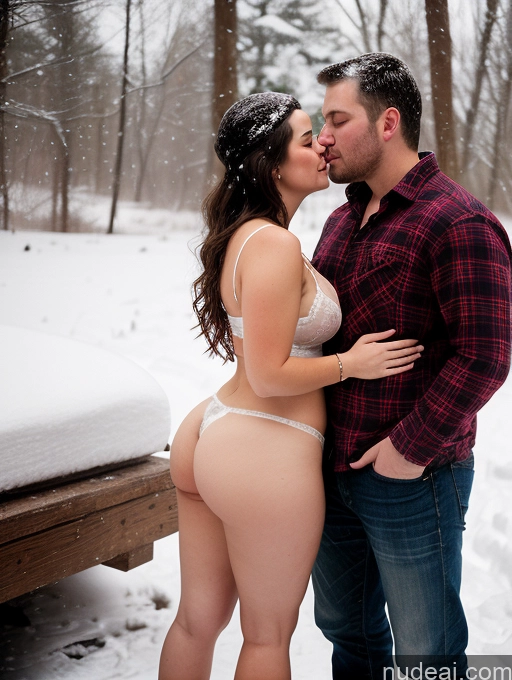 related ai porn images free for Woman + Man Two Busty Big Ass Chubby Big Hips 30s Brunette Messy Fairer Skin White Film Photo Snow Lumberjack Cleavage Dark Lighting Detailed Properkissing