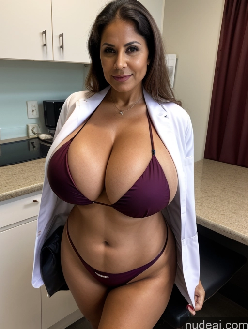 related ai porn images free for Milf One Busty Huge Boobs Tanned Skin Thick Indian Front View Microkini Thong 70s Vampire Doctor Lab Coat