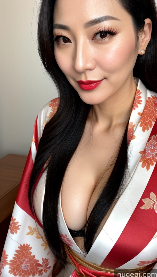 related ai porn images free for Woman One Beautiful Lipstick Black Hair Korean Small Tits Slicked 40s Kimono Cleavage Close-up View