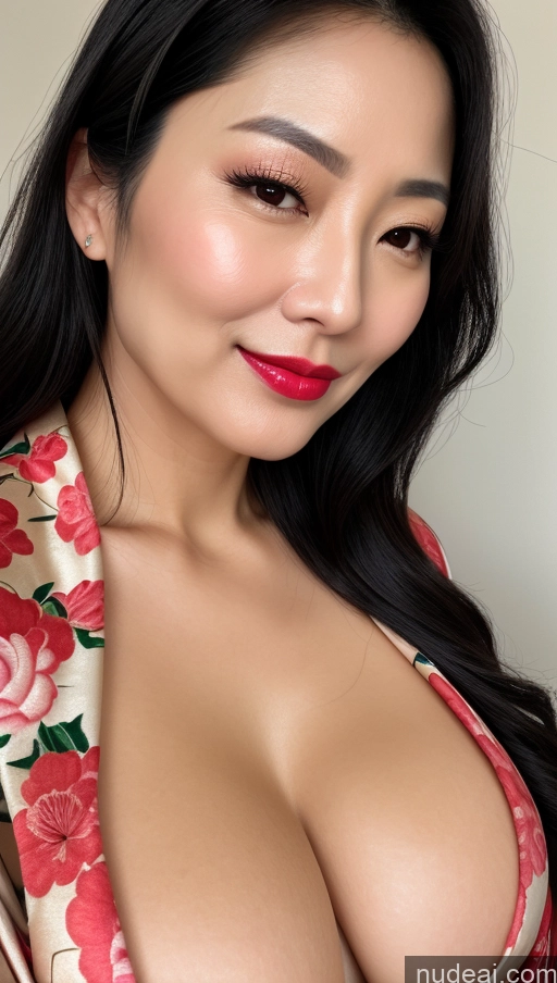 related ai porn images free for Woman One Beautiful Lipstick Black Hair Korean Small Tits Slicked 40s Kimono Cleavage Close-up View