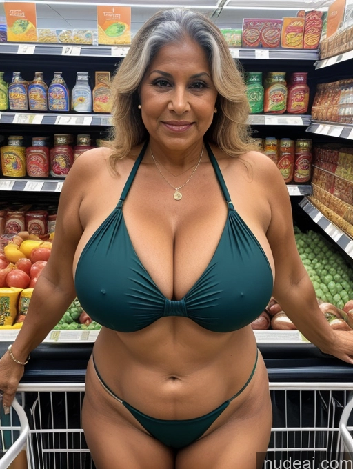 related ai porn images free for Milf One Busty Huge Boobs Thick Tanned Skin Front View Microkini Thong 80s Indian Grocery