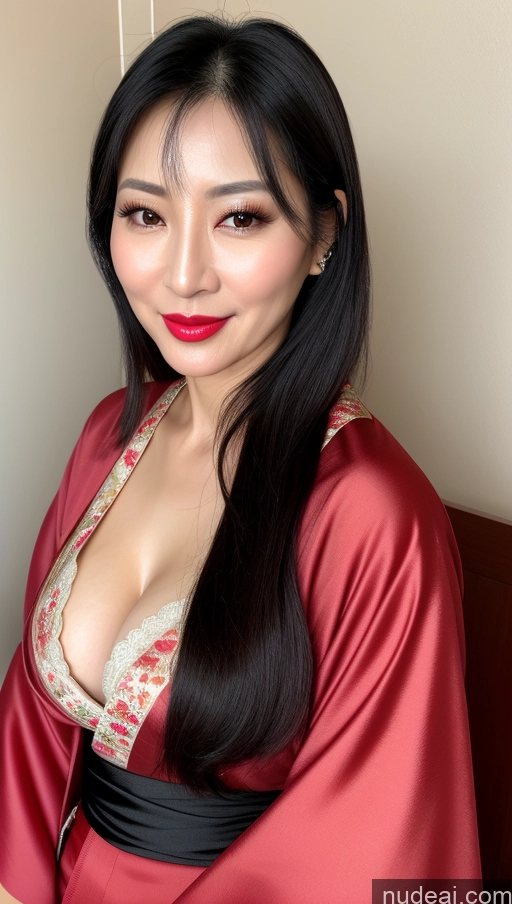 related ai porn images free for Woman One Beautiful Lipstick Black Hair Korean Small Tits Slicked 40s Kimono Cleavage Close-up View