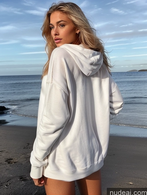 related ai porn images free for Woman Perfect Body Long Hair 18 Blonde White Oversized Sweater/Hoodie