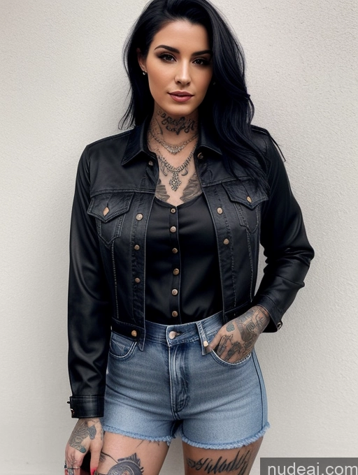 related ai porn images free for Tattoos Black Hair Straight Blouse Jeans Jacket